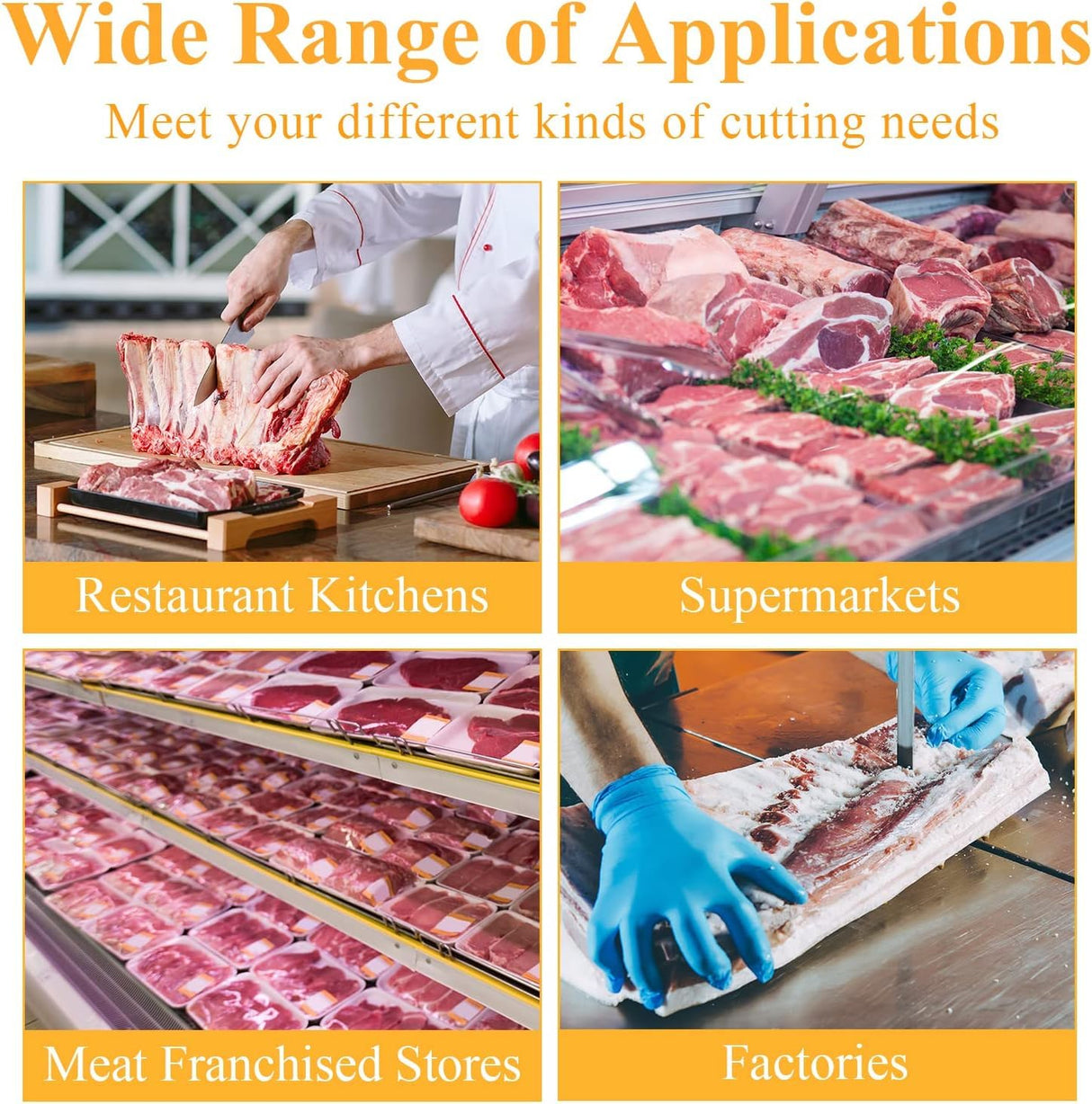 Electric Meat Bone Saw 750W Band Saw Commercial Meat Saw for Butcher Cutting Frozen Meat into Slice Bandsaw Machine 0.8-4.3“ Chop Thickness Bone FADHOLE