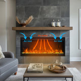 Oxhark Flame Linear Electric Fireplace 72 Inch, APP & Touch Screen & Remote Control, 13X13 Flame Color Combinations, Timer & Thermostat Fireplace Heater Oxhark Flame