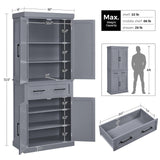Yaheetech Kitchen Pantry Storage Cabinet with Drawer, 72.5" H Cupboard Pantry Cabinets with Adjustable Shelves and Barn Doors for Dining Room/Living Room, Dark Gray Yaheetech