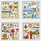Awesocrafts 4 Pack Cross Stitch Kits, Four Seasons Easy Patterns Cross Stitching Embroidery Kit Supplies, Stamped or Counted (Four Seasons, Counted) Awesocrafts