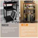 Huxitocan 4-Tier Record Player Stand with Storage for 100 Vinyl Records and 40 CDs, Turntables Holder for Living Room, Bedroom, Office Huxitocan