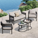 Grand patio 5-Piece Outdoor Furniture Set with Thick Cushions and Coffee Table, Wicker Sofa Conversation Set for Backyard, Beige Grand patio