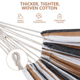 EVLIQUIL Double Hammock with Stand Included 450lb Capacity Space Saving Steel Stand,Premium Carry Bag Included,Suit for Outside,Indoor,Yard,Camping(Coffee). EVLIQUIL