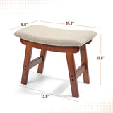 BAMBOO LAND- Bamboo Foot Stools Ottoman, Beige Cushion & Brown Wood Legs, Small Ottoman Foot Rest for Couch BAMBOO LAND