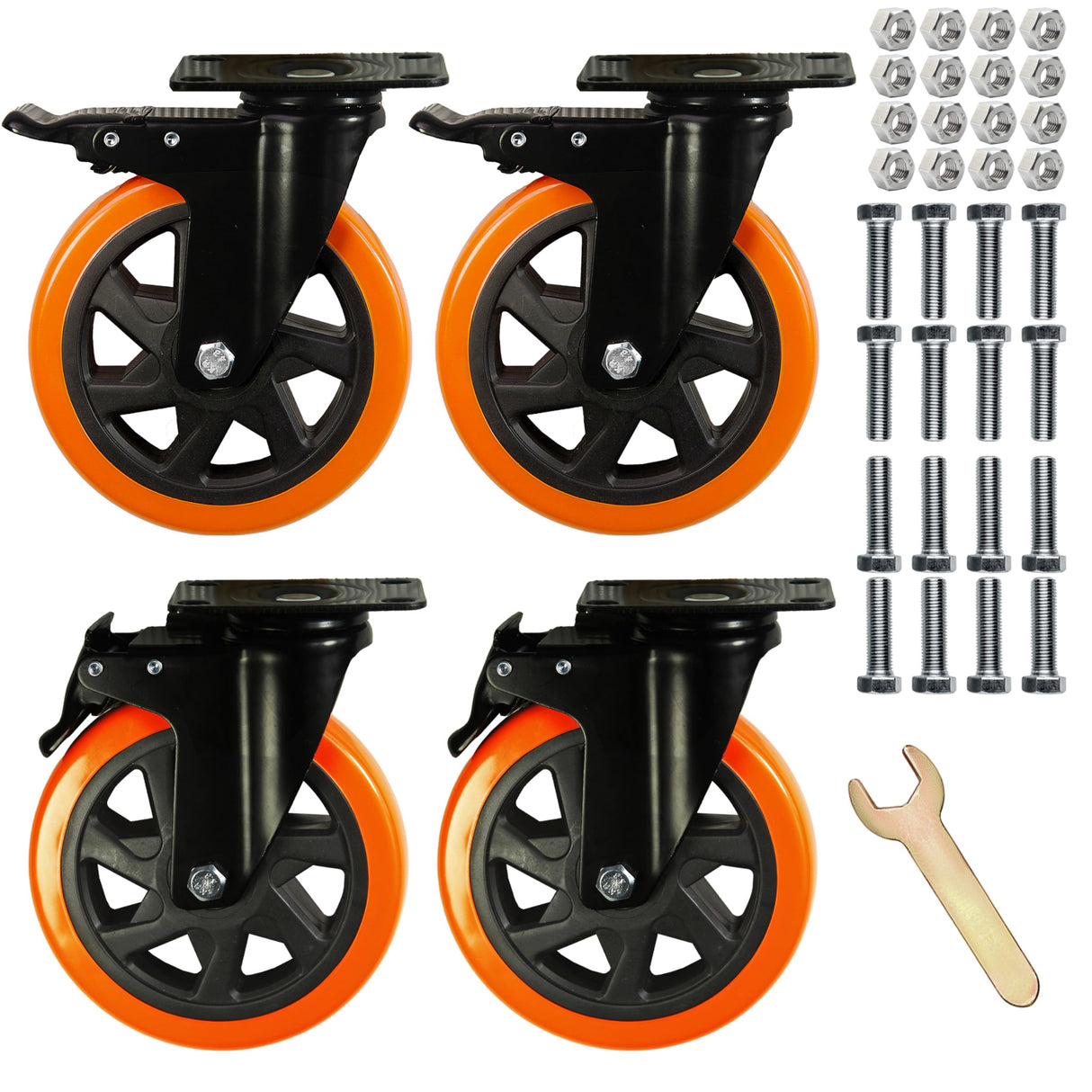 6 Inch Caster Wheels, Heavy Duty Casters Load 2800 Lbs, Industrial Swivel Silent Caster Wheels for Workbench Cart and Furniture Set of 4 Feirenql