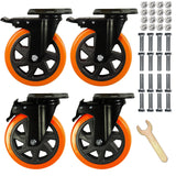 6 Inch Caster Wheels, Heavy Duty Casters Load 2800 Lbs, Industrial Swivel Silent Caster Wheels for Workbench Cart and Furniture Set of 4 Feirenql