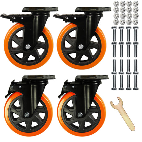 6 Inch Caster Wheels, Heavy Duty Casters Load 2800 Lbs, Industrial Swivel Silent Caster Wheels for Workbench Cart and Furniture Set of 4 Feirenql