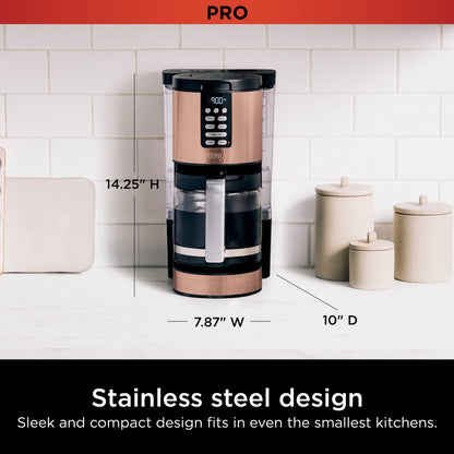 Ninja Programmable XL 14-Cup Coffee Maker PRO with Permanent Filter, 2 Brew Styles Classic & Rich, Delay Brew, Freshness Timer & Keep Warm, Dishwasher Safe, Copper, DCM201CP