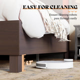 AMERLIFE Rustic Wood Full Bed Frame with LED Headboard and Supportive Slats, Red Brown AMERLIFE