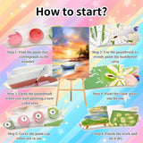 4 Pack Framed Paint by Numbers Kit for Adults Beginners-Beach Adult Paint by Number Kits on Canvas Framed, Sunset Landscape DIY Acrylic Oil Painting by Numbers for Adults for Gift Home Decor(8x12inch) Arttoplus