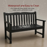 Stoog Outdoor Bench, 2-Person Garden Benches for Outdoors, All-Weather HIPS Garden Bench with 800 lbs Weight Capacity, Never Rot or Fade, for Garden, Porch, Backyard and Park, Black Stoog