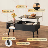WLIVE Coffee Table for Living Room, Lift Top Coffee Table with Storage, Small Rising Wooden Dining Center Table with Storage Shelf & Hidden Compartment, 39" Black WLIVE