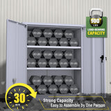 Greenvelly Metal Storage Cabinet,42" Lockable Storage Cabinet with Doors and Adjustable Shelves, Locking File Cabinet for Garage,Home,School,Pantry(Dark Grey) Greenvelly