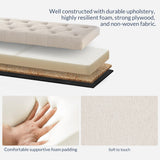 BELLEZE 47" Storage Ottoman, Storage Bench with Safety Close Hinge, Linen Button-Tufted Ottoman for Living Room, Entryway, Hallway, Foot Rest, Support 300lbs - Beige BELLEZE