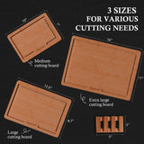 Empune Bamboo Cutting Board Set, Wood Cutting Boards for Kitchen with Holder Wooden Chopping Board for Meal Prep & Serving Empune