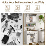 Befrases Farmhouse Storage Cabinet, Bathroom Cabinet with 2 Sliding Barn Doors, Floor Storage Cabinets with Adjustable Shelves and 2 Drawers for Kitchen, Living Room, Dining Room, White Befrases