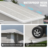 VONZOY Outdoor Storage Shed, 8x6 FT Resin Shed with Floor and Vents, Window & Lockable Door, Tool Sheds & Outdoor Storage for Bike, Tools, Garden Accessories, Waterproof (Sandstone) VONZOY