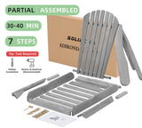 Outdoor Wooden Folding Adirondack Chair with Pre-Assembled BackRest, Wood Patio Chair for Garden Backyard Porch Pool Deck Firepit SoliWood
