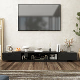 AIEGLE Modern TV Stand for 100+ Inch TVs, Entertainment Center with 2 Drawers & Shelves, Large Media Console Table TV Cabinet with Storage for Living Room, Black (94.5" W x 15" D x 12.4" H) AIEGLE