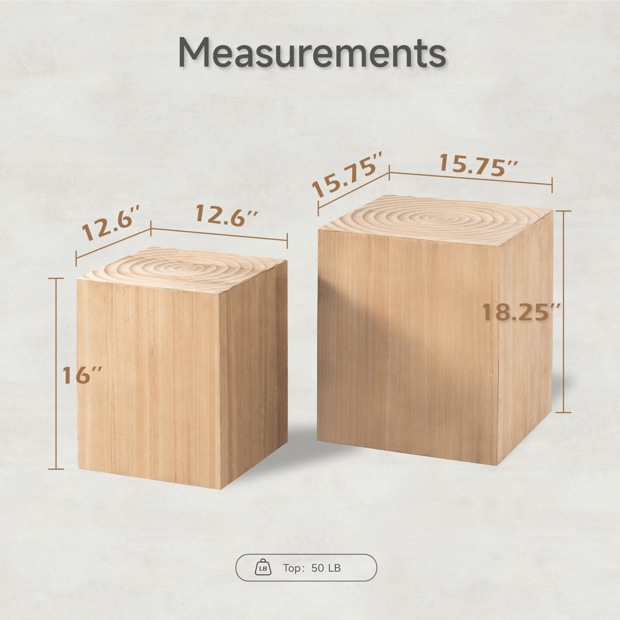 COZAYH Tree Stump End Table Set of 2, Multiple Styling Layout with Wood Tree Ring Pattern, Natural Wood Color COZAYH