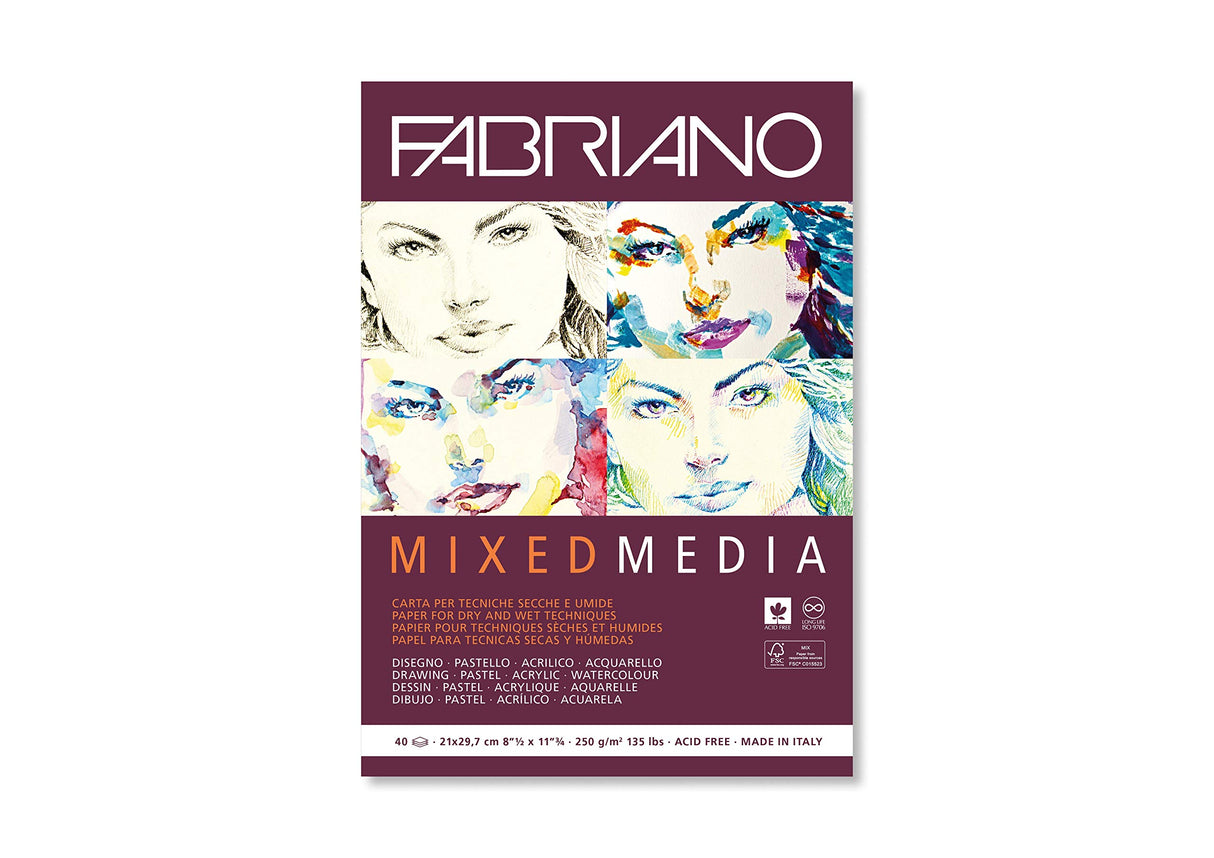 Fabriano Mixed Media Pad, A4, White Fabriano
