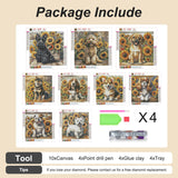 Stalente Diamond Painting Kits for Adults Dog and Sunflower, 9 Pack 5D Diamond Art Kits for Beginners Round Full Drill Diamond Painting for Home Wall Decoration Gift 12×12inch, Animal Flower Stalente