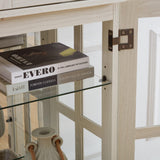 CKEASEAN Glass Display Cabinet, 69" H Curio Cabinet with Adjustable Shelves and 4 Glass Doors, Light Bulb Included, Elegant Antique Showcase, Rack for Living Room/Home Office (White) CKEASEAN