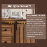 IDEALHOUSE Farmhouse 5 Drawer Dresser for Bedroom, 48" Tall Wood Dresser Chest of Drawer with Sliding Barn Door, Adjustable Shelf, Storage Organizer for Bedroom, Hallway, Living Room, Kitchen, Walnut IDEALHOUSE