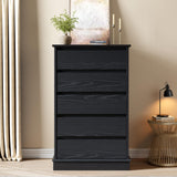 GarveeHome 5 Drawer Dressers for Bedroom, Chest of Drawers with Deep Drawers, Large Double Dresser for Closet with Wide Top, Tall Wooden Dresser for Living Room, Hallway, Kids Room, Black GarveeHome