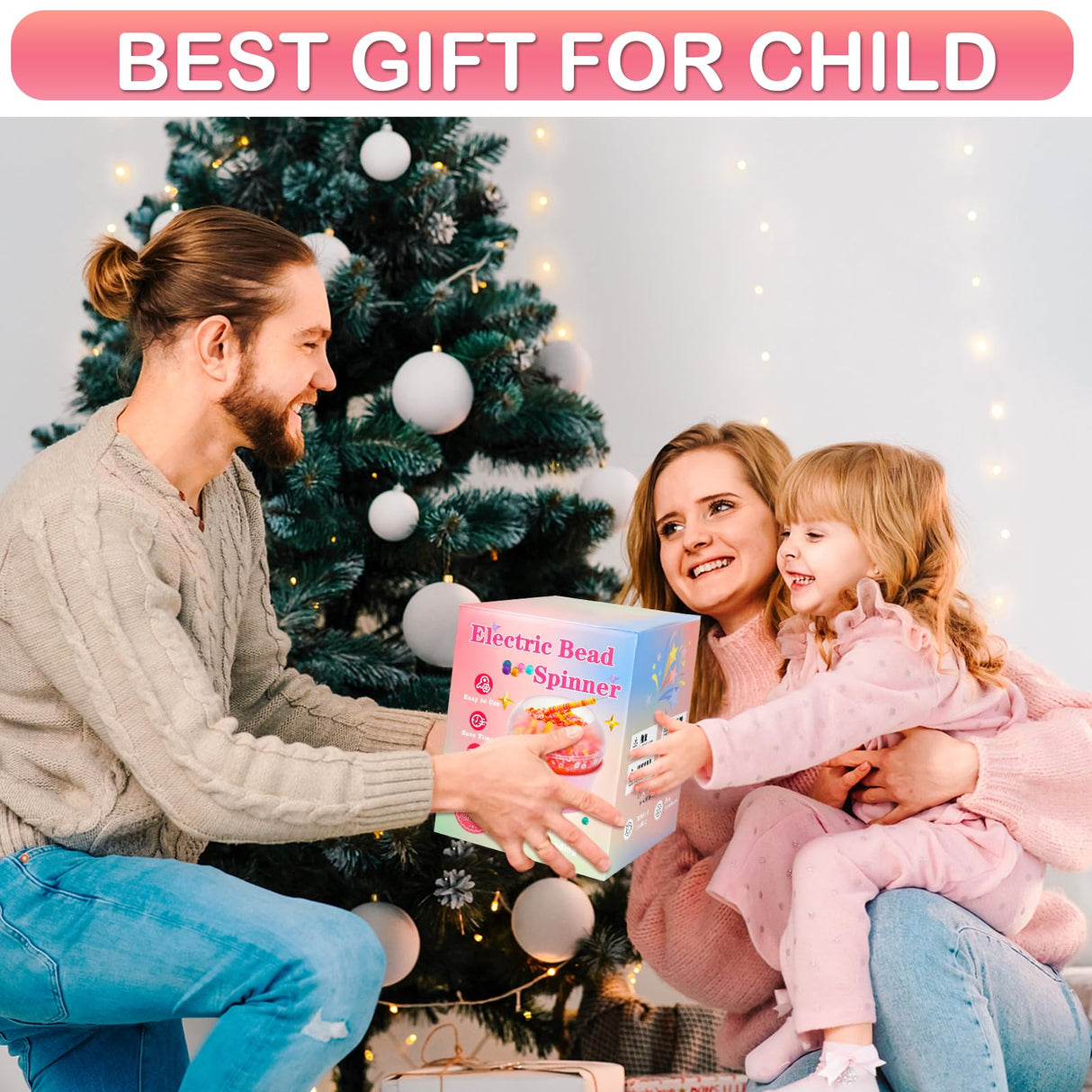 Hicdaw All-in-One Electric Bead Spinner with 7200 PCS Clay Beads for Necklaces and Bracelets, Efficient Jewelry Making Kit, Perfect Craft Gift for Teens Adults, Easy Operation, Quick Results, Pink Hicdaw