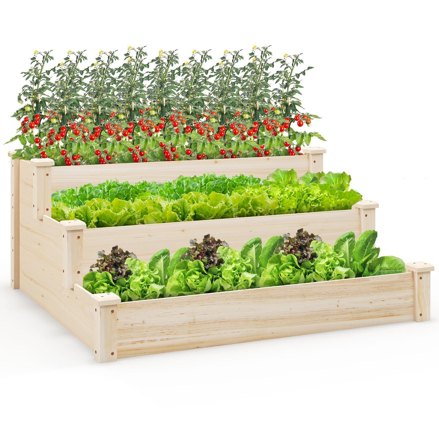 Toolsempire 3-Tier Raised Garden Beds Outdoor, Fir Wood Raised Garden Bed Planter Box, Flower Bed Wooden Planter Kit for Gardening, Vegetable & Herb