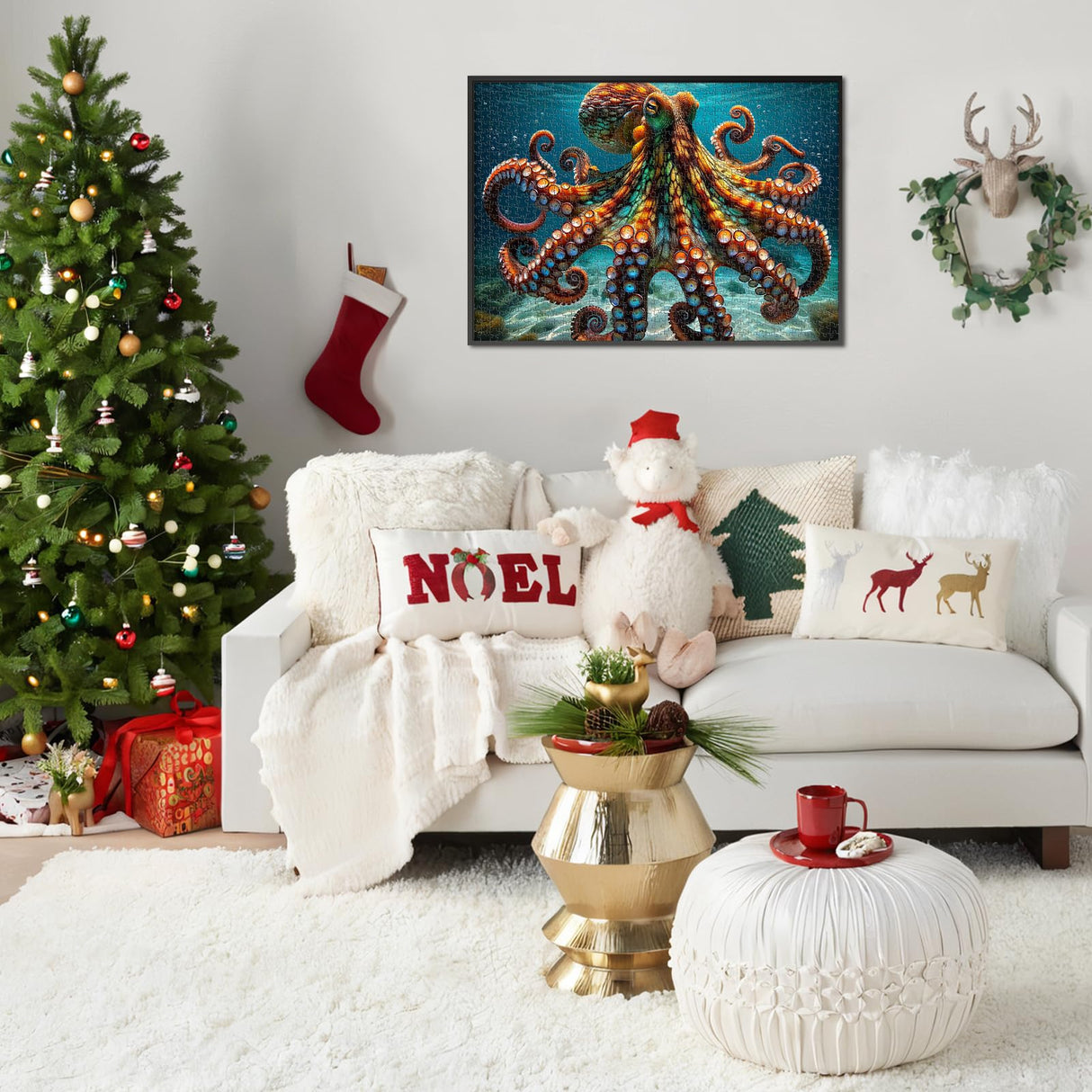 Rocorose Octopus Puzzles for Adults 1000 Pieces, Deep Blue Sea Ocean Exploration Theme Jigsaw Puzzle, Nature Marine Artwork Challenging Family Activity Puzzle Game Rocorose