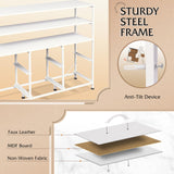 WLIVE Led Dresser for Bedroom, White Dresser TV Stand for Bedroom with LED Lights and Power Outlet, Wide Chest of Drawers with Open Shelves for Entryway, 6 Fabric Drawers and Wood Top for Living Room WLIVE