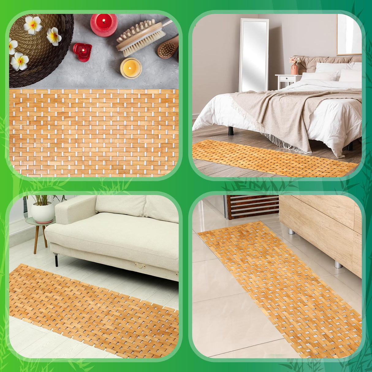 Bamboo Bath Mat Large Long Wood Bath Mat,16x48 Inch Non Slip Bamboo Shower Floor Mat Wooden Bathroom Mat for Bathtub,Spa,Door,Sauna or Outdoor (Natural Lattice) Zoryllic