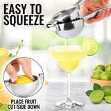 Zulay Kitchen Lemon Squeezer Stainless Steel - Premium Quality, Heavy Duty Solid Metal Squeezer Bowl - Large Manual Citrus Press Juicer and Lime Squeezer Stainless Steel Zulay Kitchen
