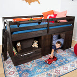 Max & Lily Barnwood Brown Twin Low Loft Bed with Storage Drawer and Ladder Max & Lily