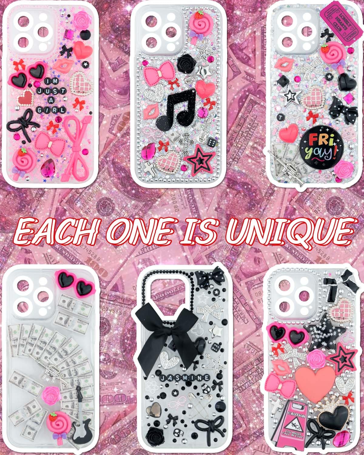 DoDoBeads 1050 Pcs Junk Phone Case Charms Kit, Charms for Customizing Cases, Kawaii Bow, Letter Beads, Nail Accessories, Flatback Pearls, Rhinestones, Cute Aesthetic Decor for Personalization DoDoBeads
