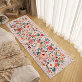 DUKINO 2x6 Runner Rug for Hallway, Washable Kitchen Runner Rug with Non Slip Backing, Low Pile Soft Boho Floral Runner for Kitchen, Hallway, Entryway, Laundry, Bedroom, Beige DUKINO