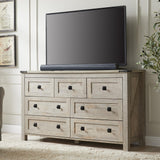 RedLemon 7 Drawer Dresser for Bedroom, Farmhouse 54" Wide Rustic Wood Dresser TV Stand, Dresser Chest of Drawers for Closet, Living Room, Hallway, Light Rustic Oak RedLemon