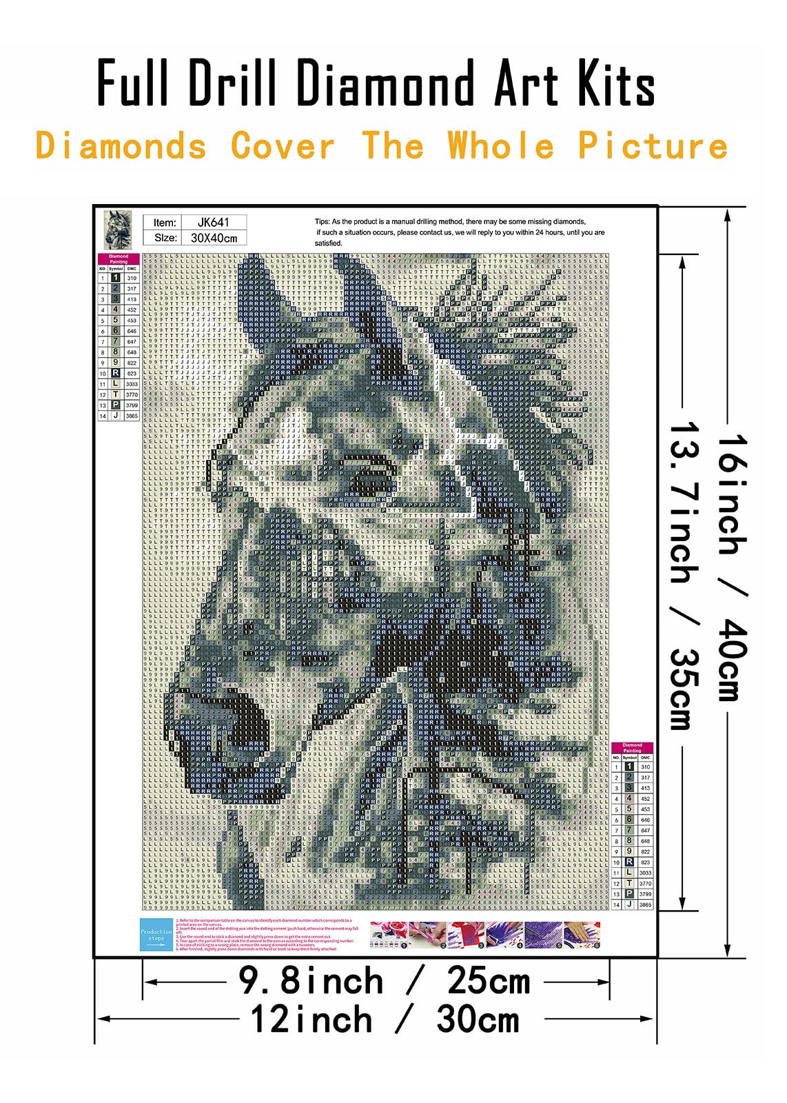 CHWGLFGG 5D Horse Diamond Art Kits for Adults Beginners,DIY Full Round Drill Diamond Painting Kits,Paint by Diamonds Dot Gem Art Crystal Easy,Home Wall Decor 12X16Inch CHWGLFGG