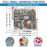 Winter Snowman Light Diamond Art Kits for Adults, 5D Diamond Painting Kits for Adults Beginners, DIY Full Round Drill Diamond Dot Painting Gem Art Kits for Adult, Home Wall Decor 13.8x13.8 Inch VCLKDIY