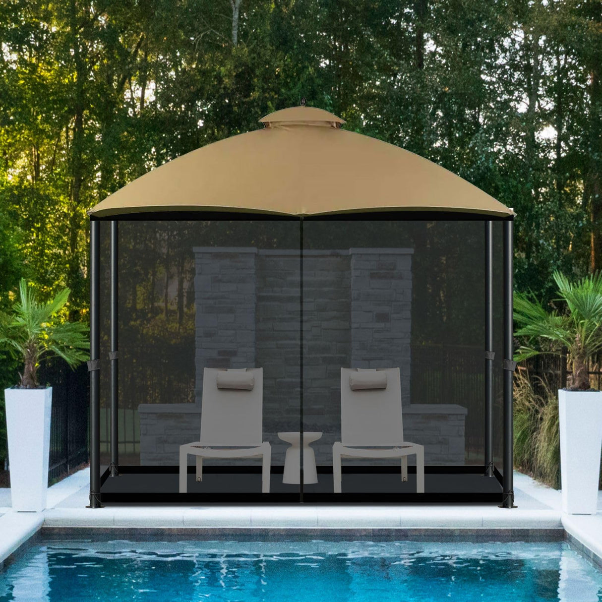 COWVIE Gazebo Replacement Netting Screen, 10' x 12' Universal Gazebo 4-Panel Mosquito Sidewalls with Double Zippers for Outdoor Patio (Only Netting) COWVIE