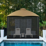 COWVIE Gazebo Replacement Netting Screen, 10' x 12' Universal Gazebo 4-Panel Mosquito Sidewalls with Double Zippers for Outdoor Patio (Only Netting) COWVIE