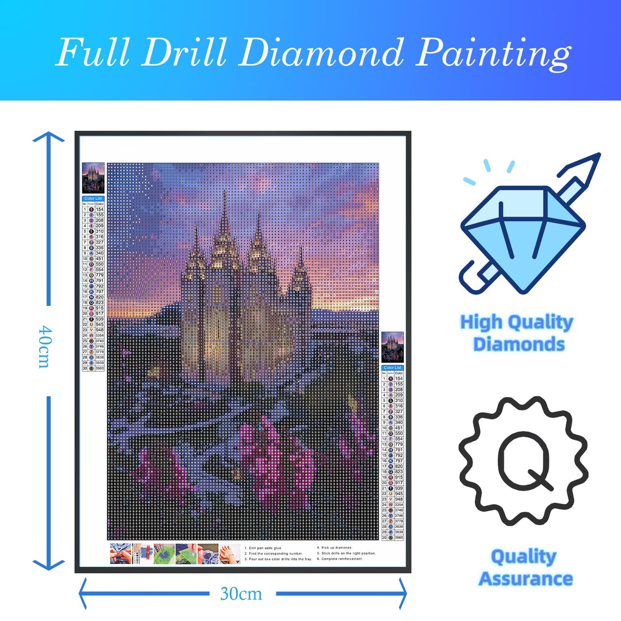 Landscape Diamond Painting Kits for Adult, Salt Lake Temple Scenery DIY 5D Diamond Painting Arts Craft for Home Wall Decor Gift 12 x 16 inch CDYCNXZ