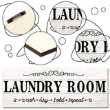 Jetec Laundry Room Decor Sign Wooden Rustic Farmhouse Family Laundry Room Wall Sign Wash Dry Fold Repeat Wall Decor Prints for Home, 16 x 6 Inches(White) Jetec