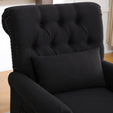 choairy Pushback Recliner Chair, Accent Push Back Chair Set of 2 with Adjustable Footrest Wingback, Upholstered Linen Reclining Sofa with Side Pocket, Comfy Modern Armchair for Living Room, Black choairy