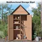Outdoor Storage Shed with Strongest Metal Frame, Storage Cabinet with Floor, Weatherproof Tool Shed with Adjustable Shelfs, Lockable Metal Garden Shed Steel for Backyard Patio (Light Brown) MEDEHOO