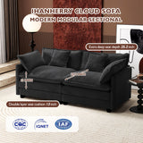 Ihanherry Cloud Sofa 77 Inch Loveseat, Modern Sectional Couch, 2-Seats Sofa for Living Room Bedroom and Apartment, Comfy Double Layer Upholstered Seat Cushion, Breathable Chenille Fabric, Black Ihanherry
