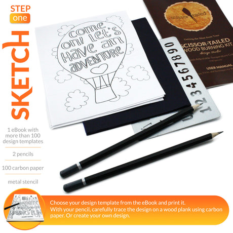 Scissor-Tailed Beginners Wood Burning Kit 140 Pieces. Best Gift Idea for Art & Craft Kit Lovers. Woodburning DIY Hobby Kits with 9 Large Wooden Plaques to Make Unique Wood Burning Projects Scissor-Tailed