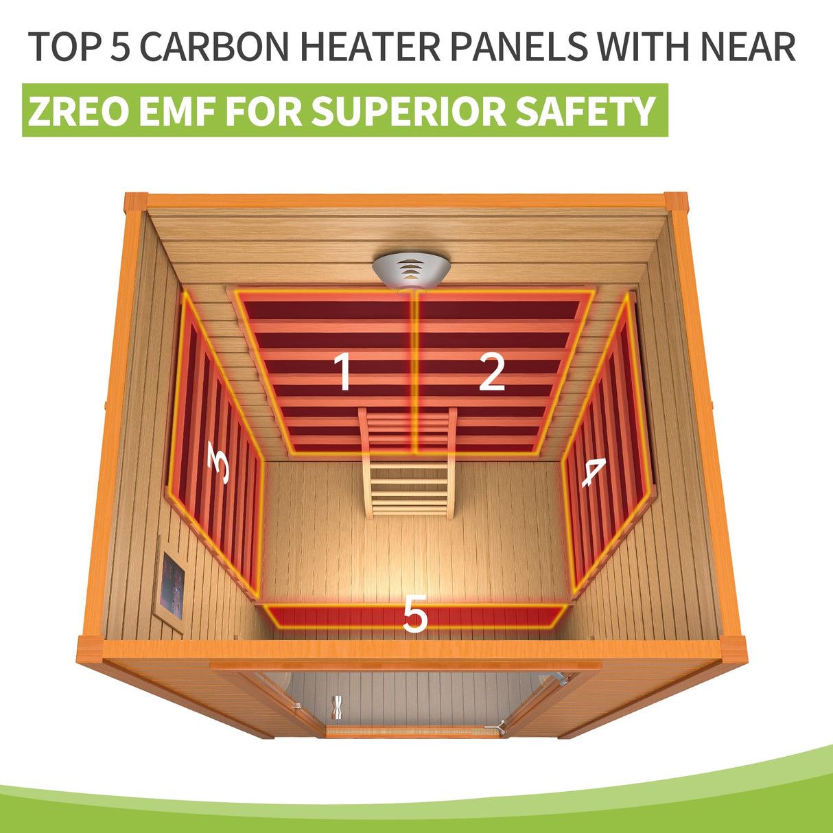 Real Relax Near Zero EMF Canadian Hemlock Wood 9 Chromo Therapy Lights, Oxygen Lonizer, Bluetooth Speakers for Home Spa Days Sauna Room, 1-2 Persons Real Relax